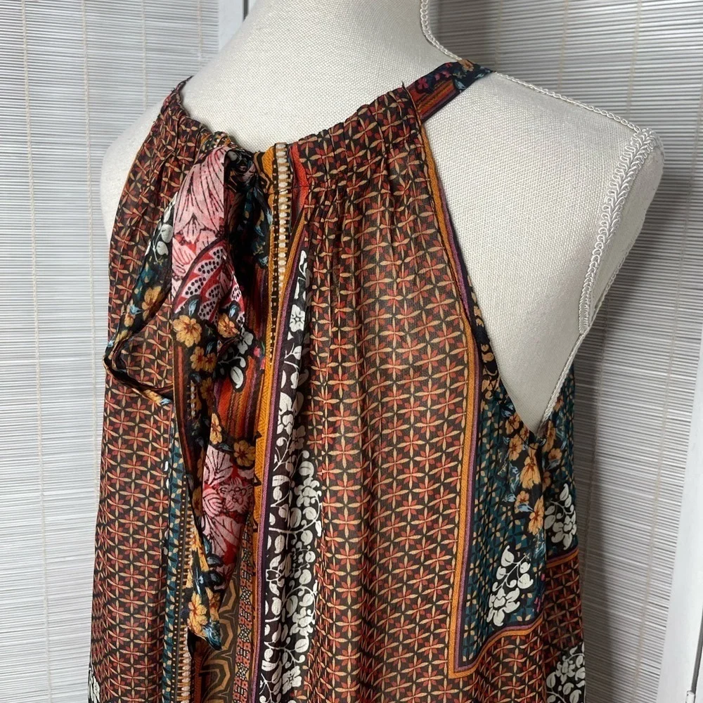 Bhanuni by Jyoti Tank Fiona Embroidered Floral Sequin Halter Tie Back Size XS - Picture 4 of 8